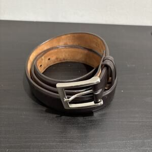 W. Kleinberg Neiman Marcus Brown Leather Belt Silver Tone Buckle Men Sz. 42 USA